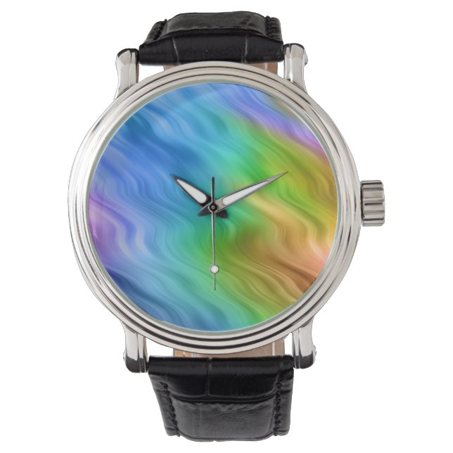 Blue Pansy Vågigt Struktur Armbandsur (Framsida)