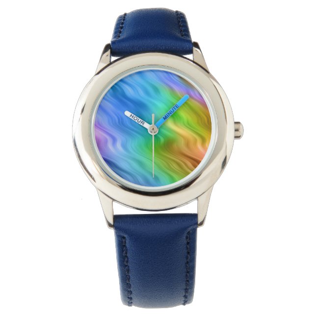 Blue Pansy Vågigt Struktur Armbandsur (Framsida)