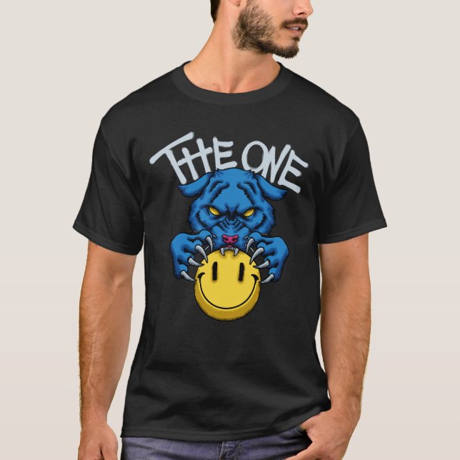 Blue Panther with Smiley streetwear  T Shirt (Framsida)