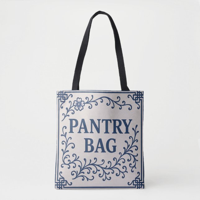 "BLUE PANTRY BAG" - CHINOISERIE TOTE  TYGKASSE (Framsida)