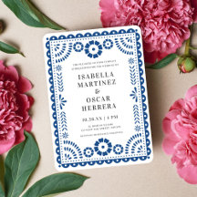 Blue Papel Picado Inspired Wedding bjudande