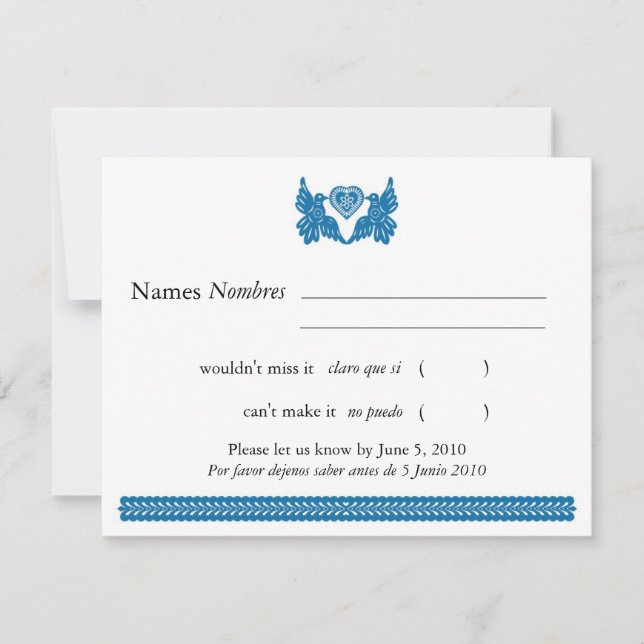 Blue Papel Picado Stil Love birds OSA Kort (Framsida)