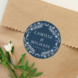 Blue Papel Picado Wedding Favor Runt Klistermärke