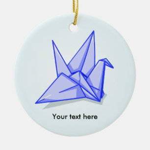 Blue Papper Crane Julgransprydnad Keramik