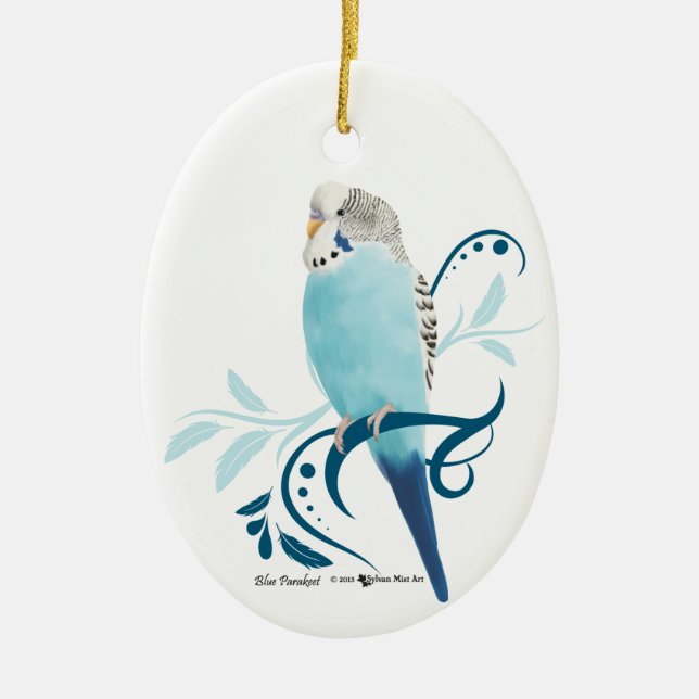 Blue Parakeet Ceramic Ornament (Framsidan)
