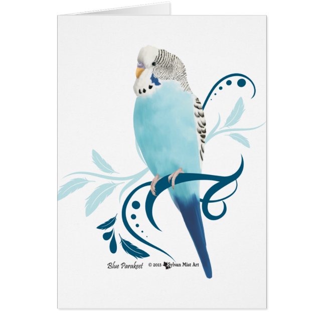Blue Parakeet Hälsningskort (Framsidan)