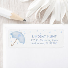 Blue Parbrella Baby Shower Return-adressetikett Returadress Etikett