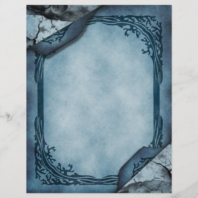 Blue Parchment Gothic Letterhead Brevhuvud (Baksida)