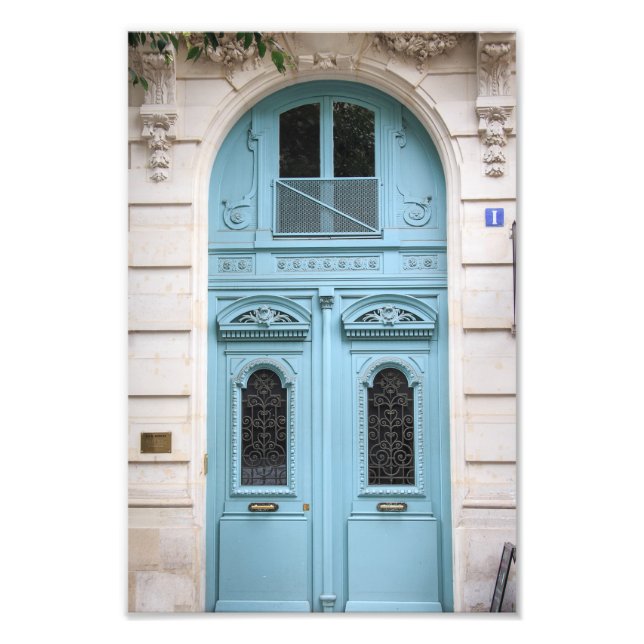 Blue Paris Door Fototryck (Framsidan)