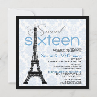 Blue Paris Sweet 16 inbjudningar