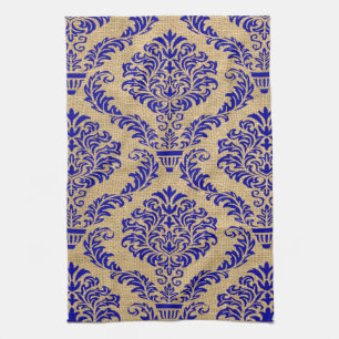 Blue Parisian Moods Damask Kökshandduk