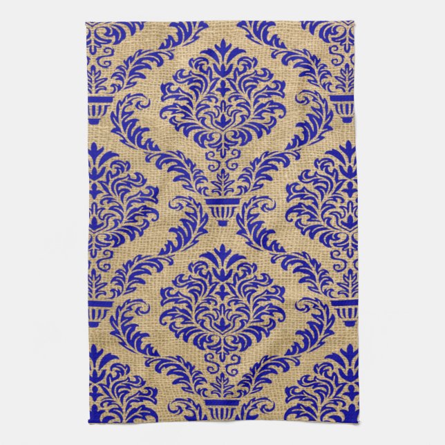 Blue Parisian Moods Damask Kökshandduk (Vertikal)