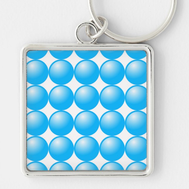 BLUE PÄRLOR FYRKANTIG SILVERFÄRGAD NYCKELRING (Framsidan)