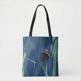 Blue Parrot Allover Tote Bag Tygkasse