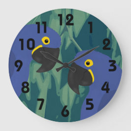 Blue Parrot Clock Stor Klocka