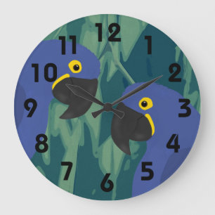 Blue Parrot Clock Stor Klocka