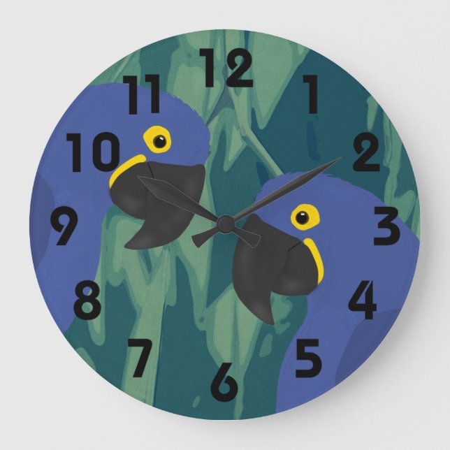 Blue Parrot Clock Stor Klocka (Framsida)