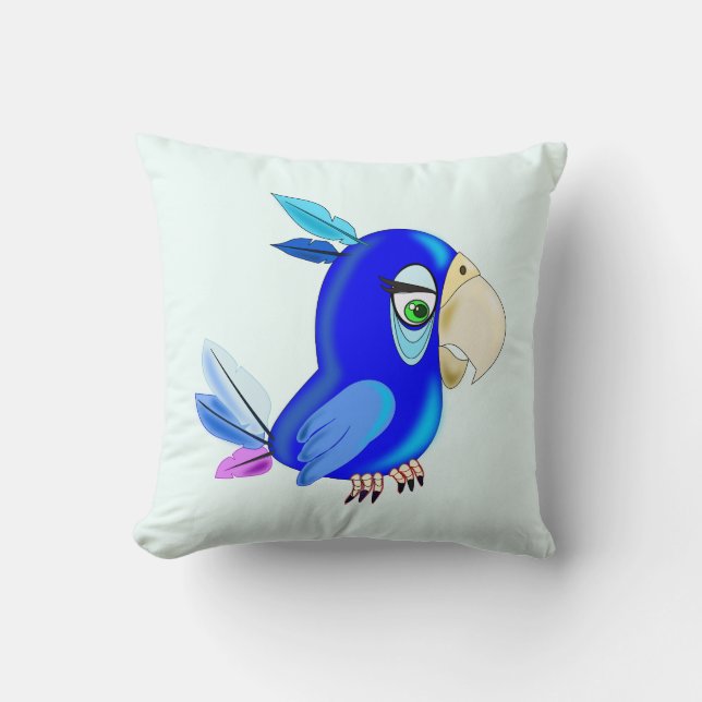 Blue Parrot Dekorativ kudde - Anpassningsbar Färg (Framsida)