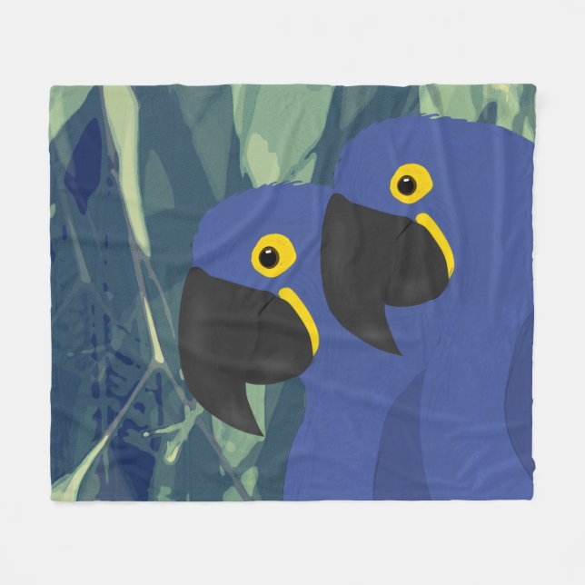 Blue Parrot Fleece Blanket (Framsidan (Horisontell))