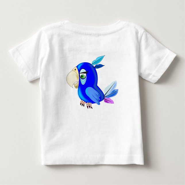 Blue Parrot Funny Baby T-Shirt (Baksida)