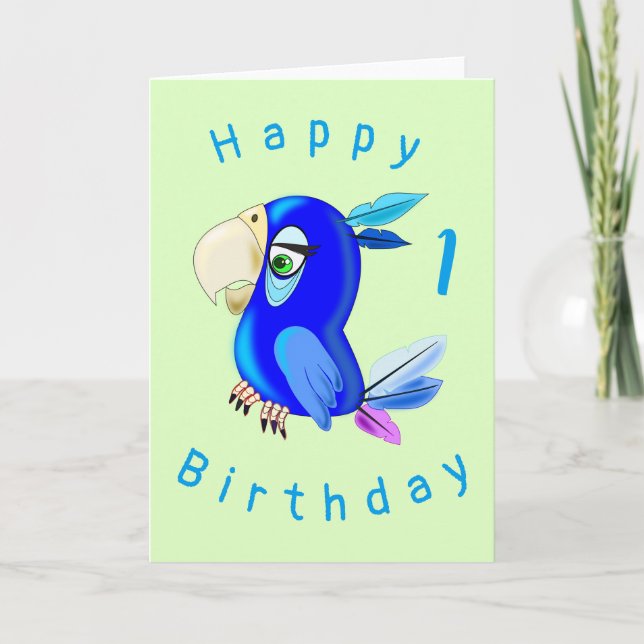 Blue Parrot Funny Birthday Card - Anpassade Kort (Framsida)