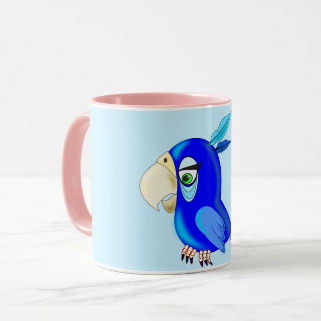 Blue Parrot Mugg Gift - Ditt Färg - Text (Framsida vänster)
