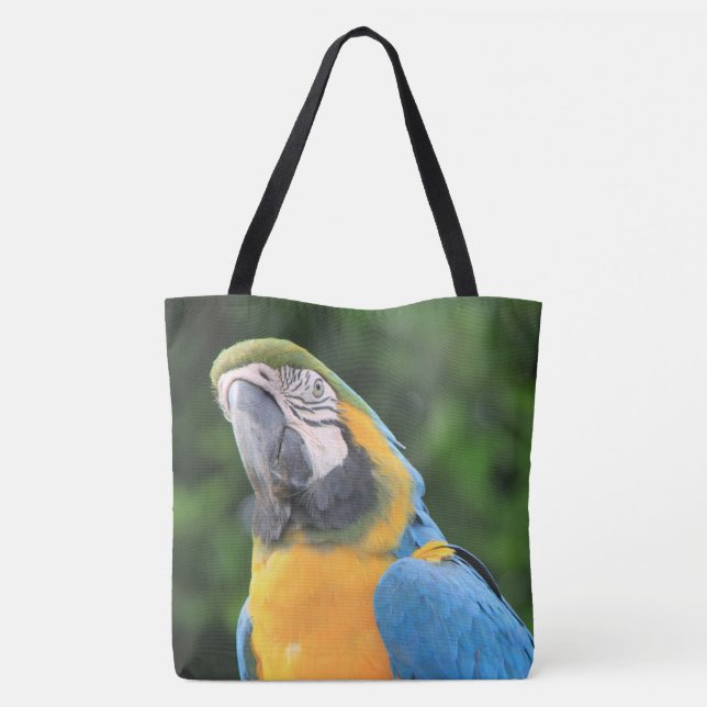 Blue Parrot Tote Bag Tygkasse (Baksida)