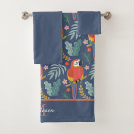 Blue Parrot Tropical Monogram Solid Blue