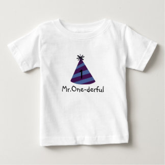 Blue party hat Mr. One-derful Baby T-Shirt