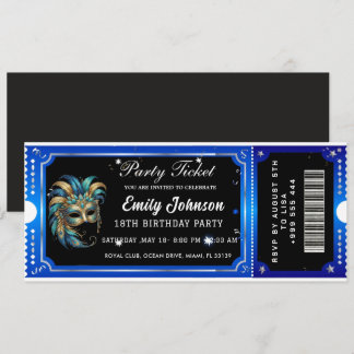  blue party ticket invitations  inbjudningar