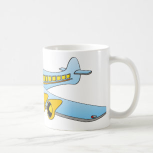 Blue Passenger Jet O Tecknad Kaffemugg