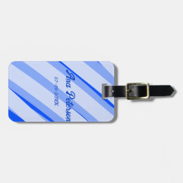 Blue pastel add name date boho retro lines pattern bagagebricka