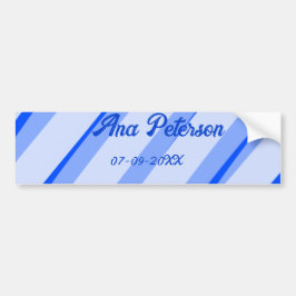 Blue pastel add name date boho retro lines pattern bildekal