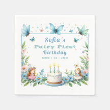 Blue Pastel Butterfly Fairy First Birthday -