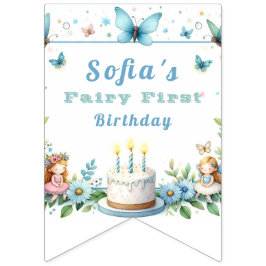 Blue Pastel Butterfly Fairy First Birthday - Vimplar