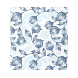 Blue Pastel Elegance: Tulip Silhouette Blommigt Pa Anteckningsblock