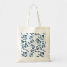 Blue Pastel Elegance: Tulip Silhouette Blommigt Pa Tygkasse