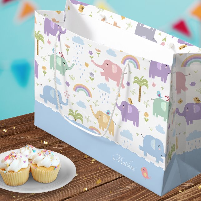 Blue Pastel Elephant Mönster for Little Boy Party (Skapare uppladdad)