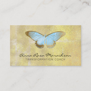 *~* Blue Pastel Glitter Gilded Butterfly Fantasy Visitkort
