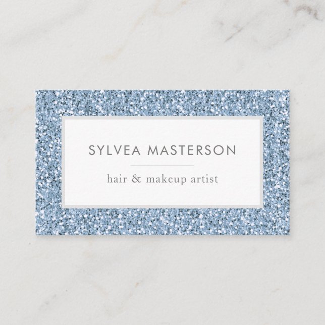 Blue Pastel Glitter Modern Minimal Visitkort (Framsida)