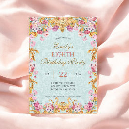 Blue Pastel Guld Eighth Baroque Rococo Birthday Inbjudningar