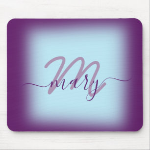 Blue Pastel Lila Minimal Namn Monogram Musmatta