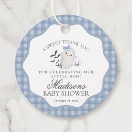 Blue Pastel Little Boo Ghost Baby Shower Circle Gåvor Etiketter