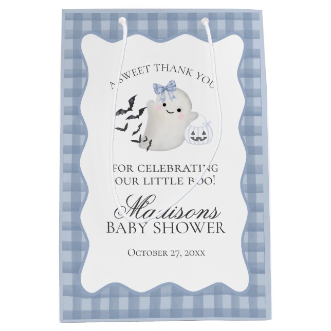 Blue Pastel Little Boo Ghost Baby Shower Favors (Framsidan)