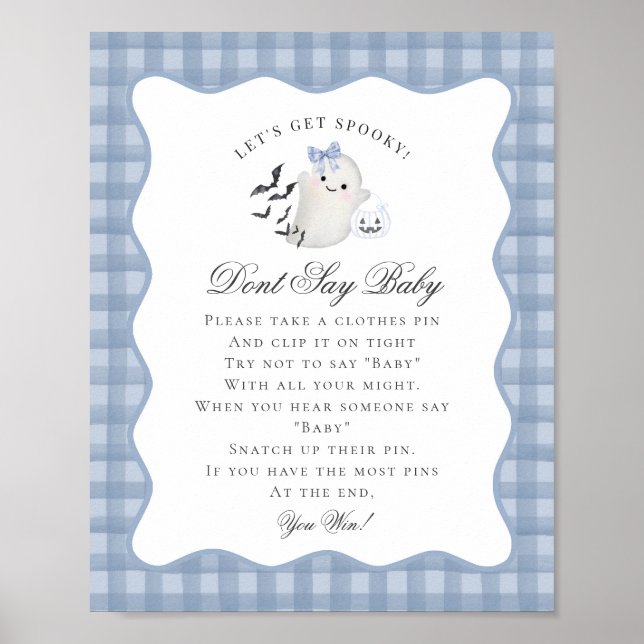 Blue Pastel Little Boo Ghost Dont Say Baby Game Poster (Framsidan)