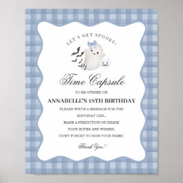 Blue Pastel Little Boo Ghost Time Capsule Game Poster