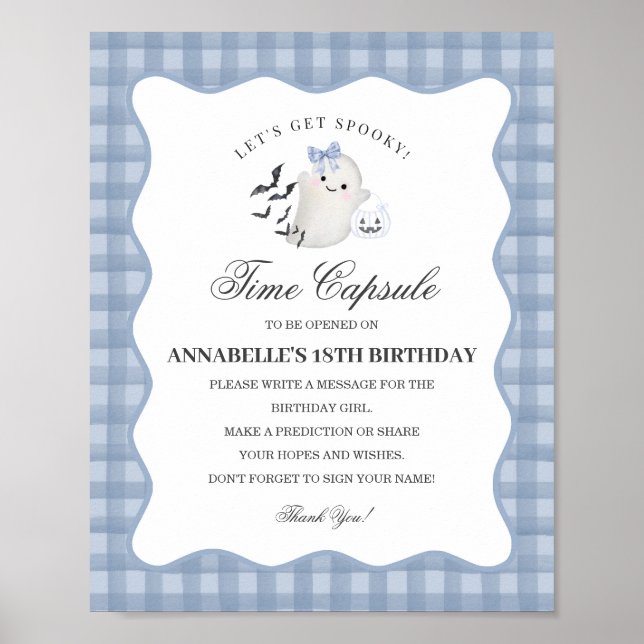 Blue Pastel Little Boo Ghost Time Capsule Game Poster (Framsidan)