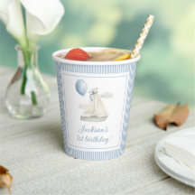 Blue Pastel Nautical Segelbåt 1:a födelsedagen