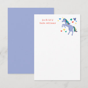 Blue Pastel Rainbow Unicorn Kids Personal Note Tack Kort