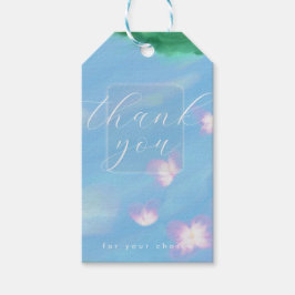Blue Pastel Thank You – Floral oill color Gift Tag Presentetikett